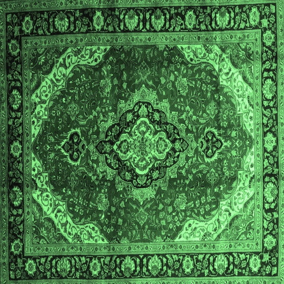 Ahgly Company Indoor Square Persian Emerald Green Traditional Area Rugs, 8' Square