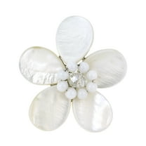 Gorgeous Flower of the Ocean White Seashell and Crystal Ring