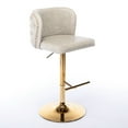 thumbnail image 3 of Beige Modern Swivel With Adjustable Seat, Pu Upholstered Back For Home And Kitchen (2 Stools Bar Seat Height, Tufting Living Room, 3 of 7