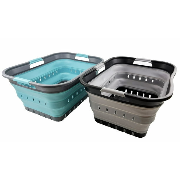 SAMMART 42L (11 gallon) Collapsible Plastic Laundry Basket Foldable