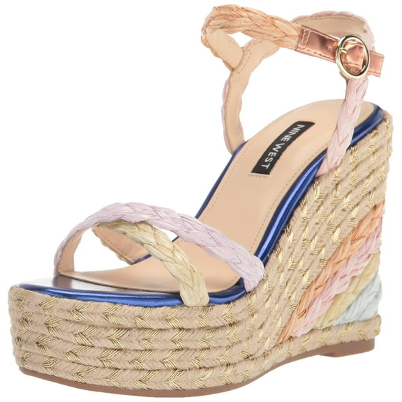 Nine West Women's Caress3 Wedge Sandal, Natural Multi 800, 8.5