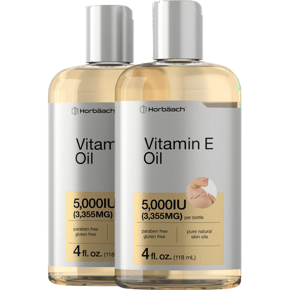 Vitamin E Oil | 8 oz (2 x 4oz) | For Skin, Hair & Face | Vegetarian | by Horbaach
