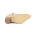 thumbnail image 5 of BLISSFUL STEP Women's Buckle Decor Cross Strap Pointed Toe Block Heel Ankle Boots Beige 6.5, 5 of 8