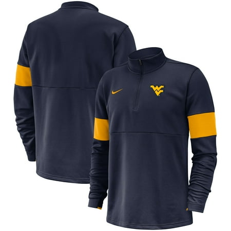 Therma Fit Jacket - West Virginia Mountaineers Nike 2019 Coaches Sideline Performance Half-Zip Pullover Jacket - Navy