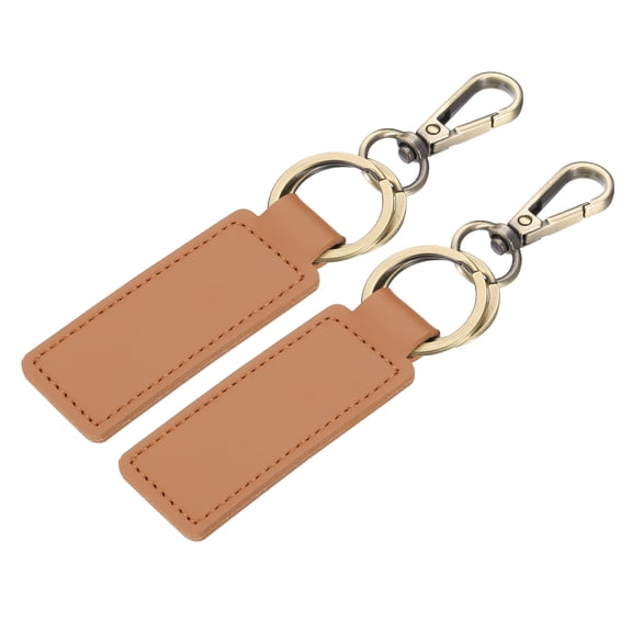 Uxcell Leather Keychains, 2Pcs Leather Key Chain with Metal Clip Car Keychain for Men and Women, Brown