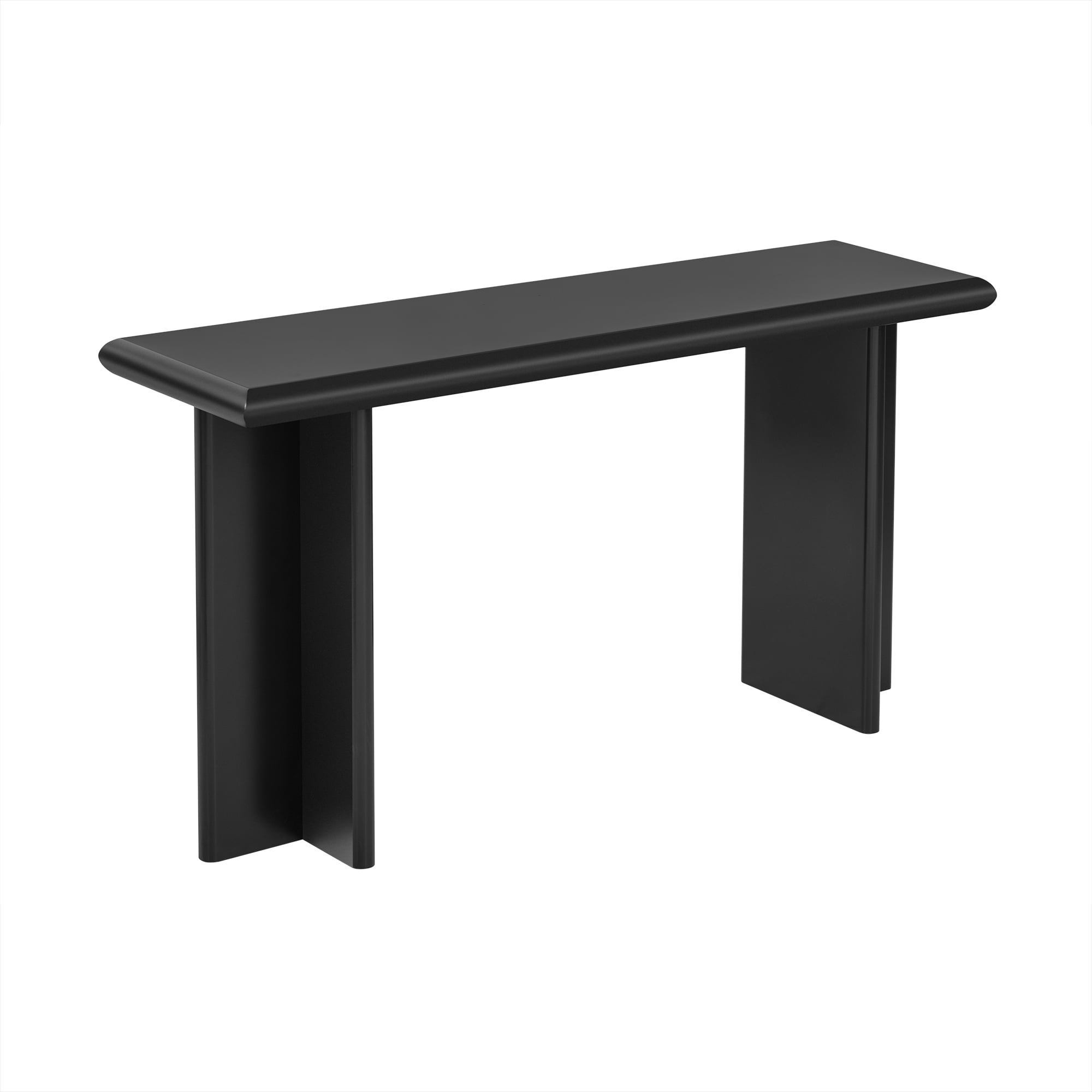 EUROCO 59" Long Console Table with L-Shaped Legs,Wood Sofa Table Behind Couch,Narrow Entryway Accent Table for Living Room, Hallway, Entrance, Foyer,Black