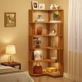thumbnail image 5 of Tribesigns 6-Tier Corner Bookshelf, 64.9 Inch Tall Industrial Bookcase with Anti-drop Panel, Freestanding Wood Grain Corner Shelf Display Rack Storage Organizer for Home Office, Living Room, 5 of 8