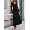 thumbnail image 4 of PRETTYGARDEN Women Sweater Dress Fall Fashion Long Sleeve V Neck Ribbed Knit Pleated A Line Elegant Maxi Winter Dresses, 4 of 10