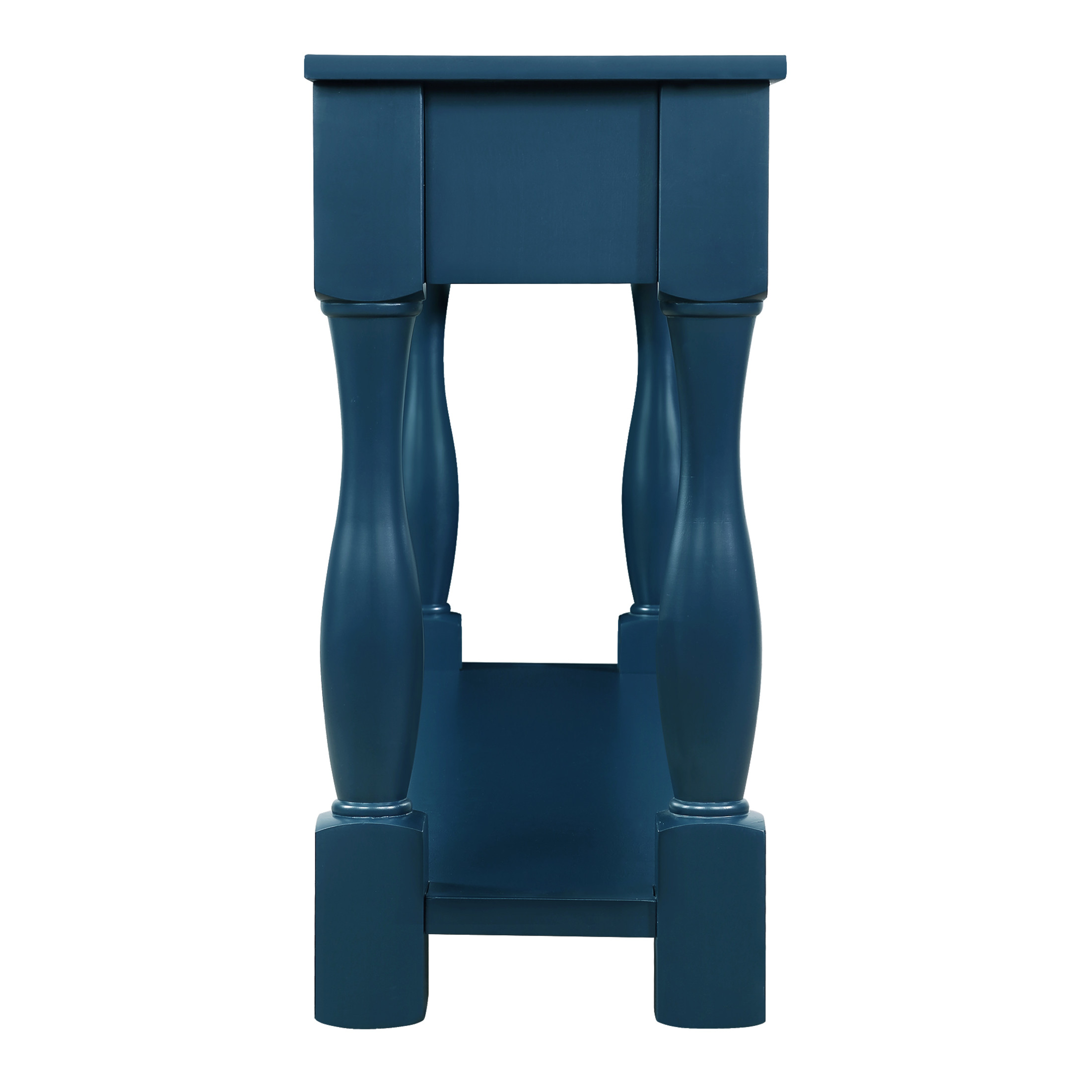 Noble House Adelaide 63" Console Table, Solid Wood Frame Mid-Century Entryway Storage, Navy Blue