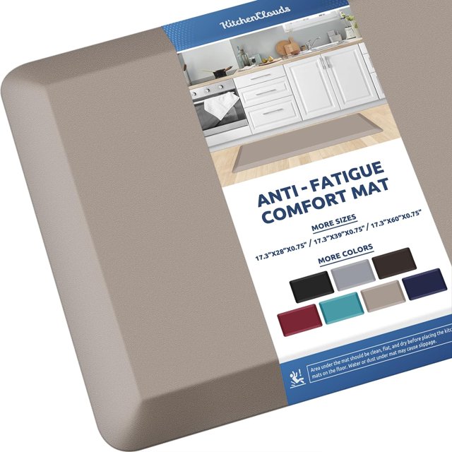 KitchenClouds Alfombra de cocina acolchada, antifatiga, alfombra de cocina de 17.3 x 39 pulgadas, impermeable, antideslizante, alfombras y alfombrillas de cocina, alfombrilla de escritorio cómoda para