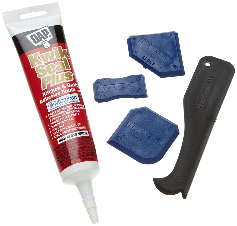 Pro Caulk DAP Kwik Seal Plus Adhesive Caulk Set, White, 5.5 ounces