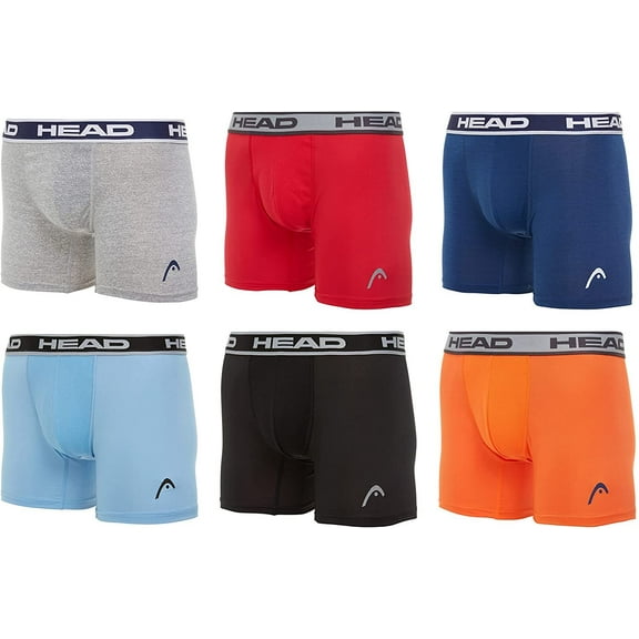 HEAD Mens Performance Boxer Briefs - SPORTY FIT Short Leg 6-Pack Mystery Colors Stretch Underwear Breathable No Fly S-5X