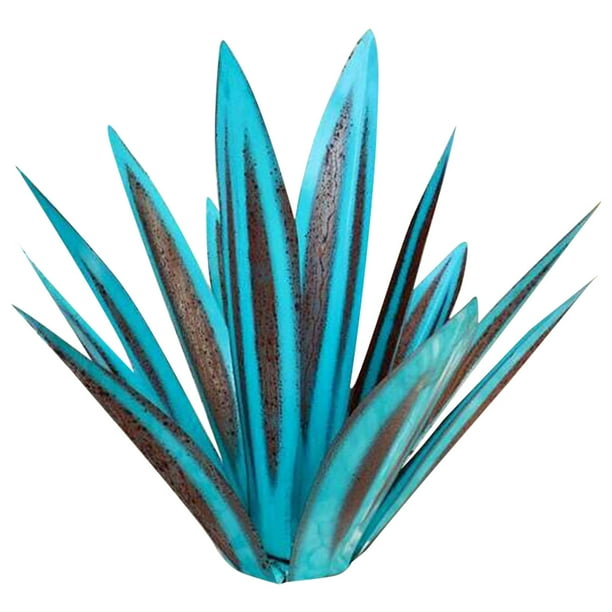 Hojas de agave DIY Metal Hierro Arte Planta Estatua Decoración para el hogar Adornos para jardín Patio Césped, Mar azul Jumpingount HA004436-04