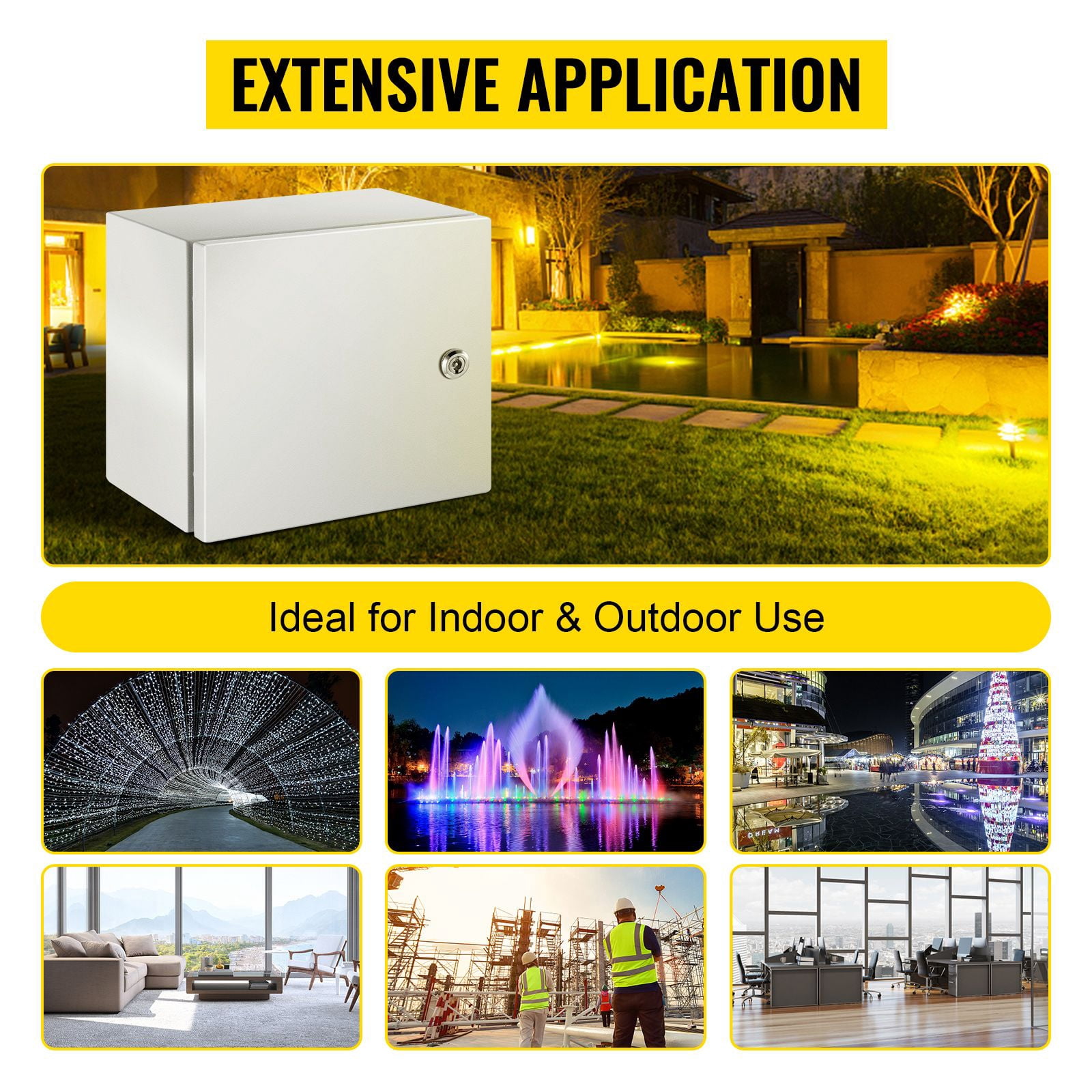12 x 12 x 8 in NEMA Outdoor Electrical Enclosure Box, Detachable, with Mounting Plate, IP66 Waterproof Grade, Reinforced Lock & Hinge, for outdoor indoor electrical wiring and equipment protection