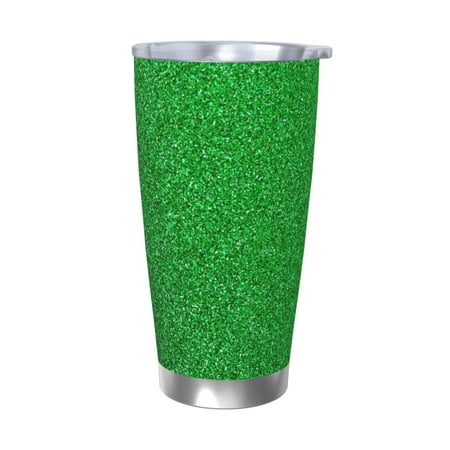 

Ocsxa Green Sparkling Shiny Pattern 20oz Travel Coffee Mug with Flip Lid Stainless Steel Insulated Insulated Coffee Mug Thermal Cup with Splash Proof Sliding Lid-Without Straw