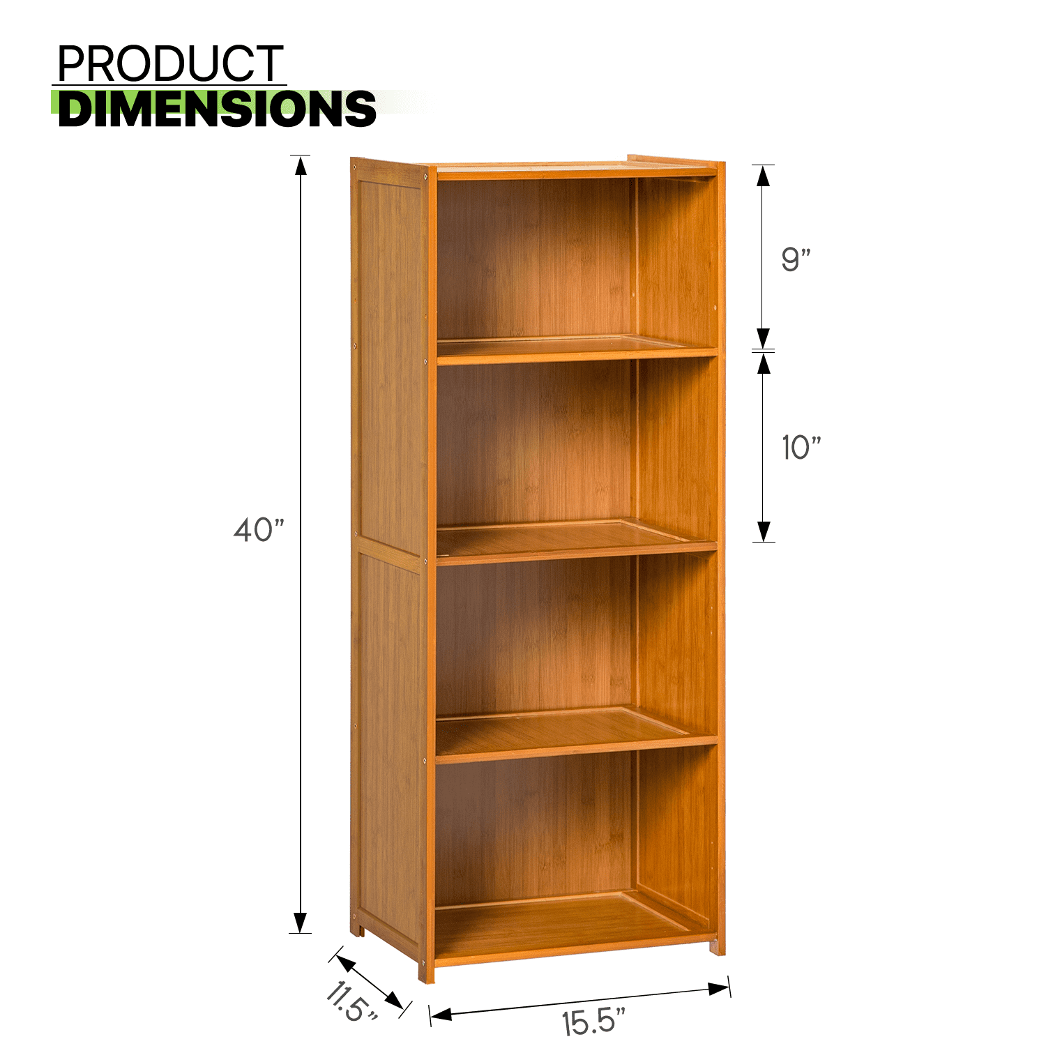 Magshion Bamboo 5 Shelves Bookshelf, Display Storage Stand, Books Organizer Rack, Brown, for Home