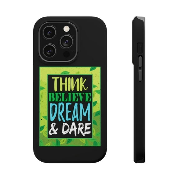 DistinctInk Tough Case for Apple iPhone 15 PRO (6.1" Screen), Compatible with MagSafe Charging - Think Believe Dream Dare