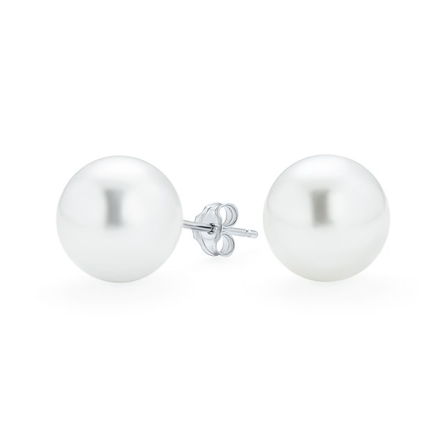 Boucles d'Oreilles Clous Perle Simulée Blanche Élégante Simple Classique pour Femmes en Argent Sterling.925 12MM