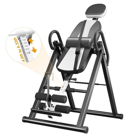 Heavy Duty Inversion Table 300lb Capacity Back Therapy Reflexology Heavy Duty Foldable Steel Back Stretcher Machine Dprodo Table Black