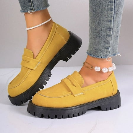 Women s Flat Penny Loafers  Leather Shoes  Preppy Style Slip On Casual Round Toe Faux Shoes