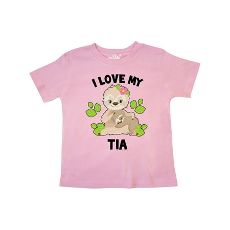 

Inktastic Cute Sloth I Love My Tia with Green Leaves Gift Toddler Boy or Toddler Girl T-Shirt