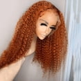 thumbnail image 2 of Ginger Orange Kinky Curly Glueless Soft 180% Density  Synthetic Hair Lace Front Wig | 26 Inch Long Preplucked Baby Hair & Heat Resistant | Glueless Daily Wig for Women), 2 of 4