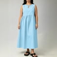 thumbnail image 7 of ClodeEU Women's Plus Size Crew Neck Sleeveless High Waist A Line Maxi Dress ,Casual Summer Swing Dress Blue,Women's Plus XXL, 7 of 7
