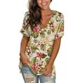 thumbnail image 2 of Cyber&Monday Deals Womens Tops Summer 2022,Summer Floral Tops for Women Classic V Neck Tshirts Short Sleeve Cute Tops Casual Loose Tunics Blouse, 2 of 6