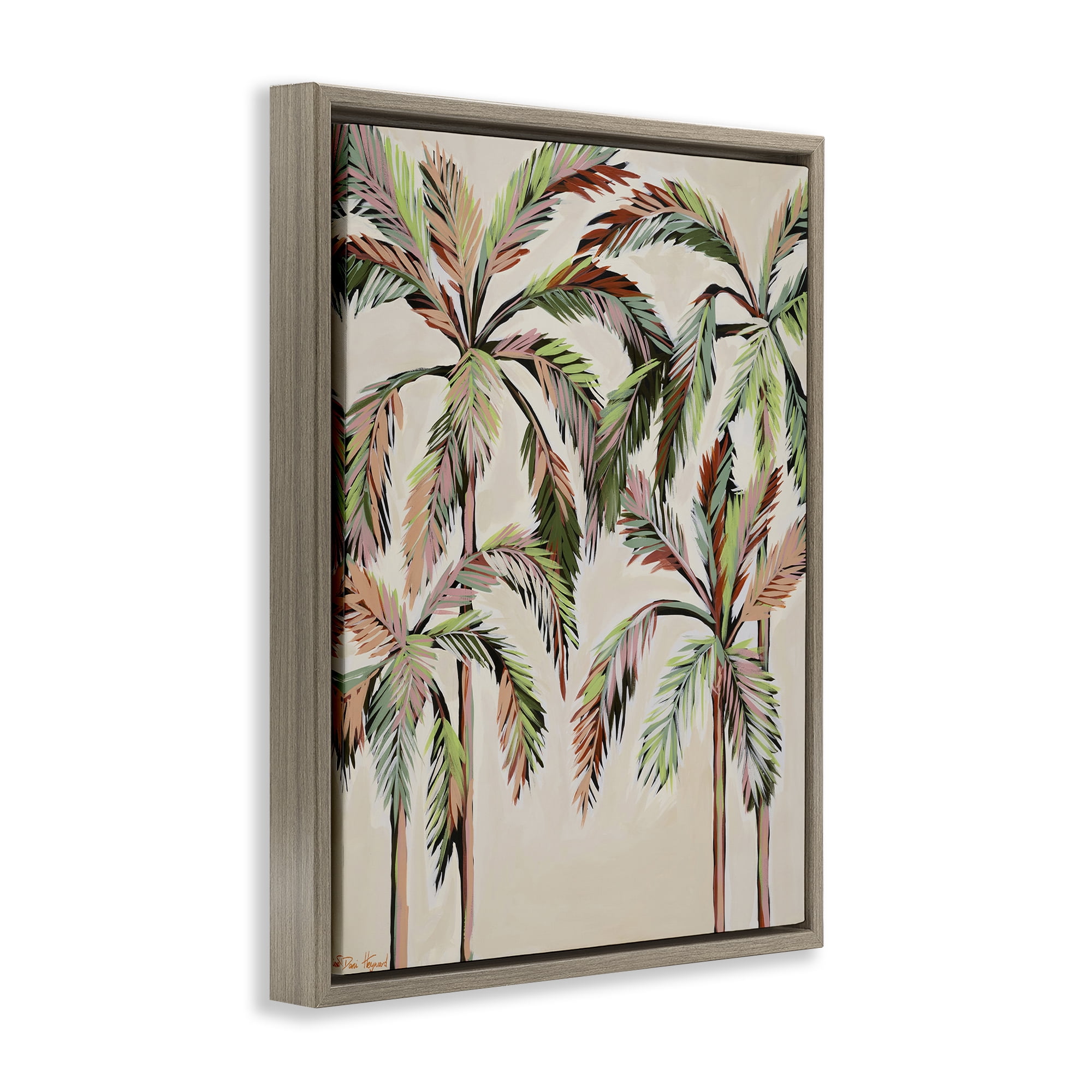 Stupell Industries Blushing Palm Tree Canopy Brown Framed Floater Canvas Wall Art, design by Dani Heyward