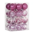 thumbnail image 2 of Fllostpr 24PC Glitter Christmas Ball Ornament Set, Festive Shatterproof Hanging Decor for Xmas Tree Wreath Garland Mantel, Pink 2.4", 2 of 6