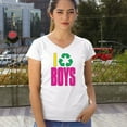 thumbnail image 4 of I Recycle Boys Puff Print Women's V-Neck T-shirt Funny Dating App Humor Single Independent Heart Breaker Relationship Tee, 4 of 7