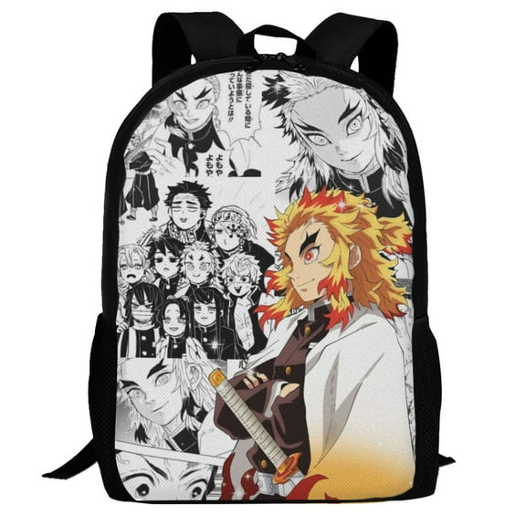 Casual Shoulder Bookbag, Demon Slayer Rengoku Kyojuro Backpack Travel Bag Knapsack For Outdoor Hiking