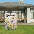 thumbnail image 3 of AMHNF Welcome Floral Garden Flag, Linen Material, Colorful Flower Design for Spring Summer Home Outdoor Garden Yard Door Decor 12x18 inch, 3 of 5