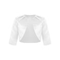 thumbnail image 3 of YONGHS Kids Girls 3/4 Sleeve Open Front Bolero Shrug Wedding Bridesmaid Cover Up Cardigan Jacket White 12, 3 of 6