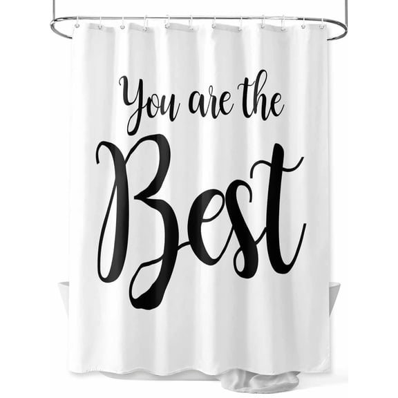 Fsddascl You Are The Best Shower Curtain Set - 66" x 72" Washable Bathtub Curtain with 12 Hooks, Black Words Waterproof Fabric Stall Shower Curtains for Bathroom/Bathtub Décor