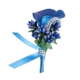 thumbnail image 4 of Boutonniere de boda, Boutonniere de flores, Boutonniere artificial elegante, Pin de traje de broche para aniversario, Día de San Valentín Azul, 4 of 9