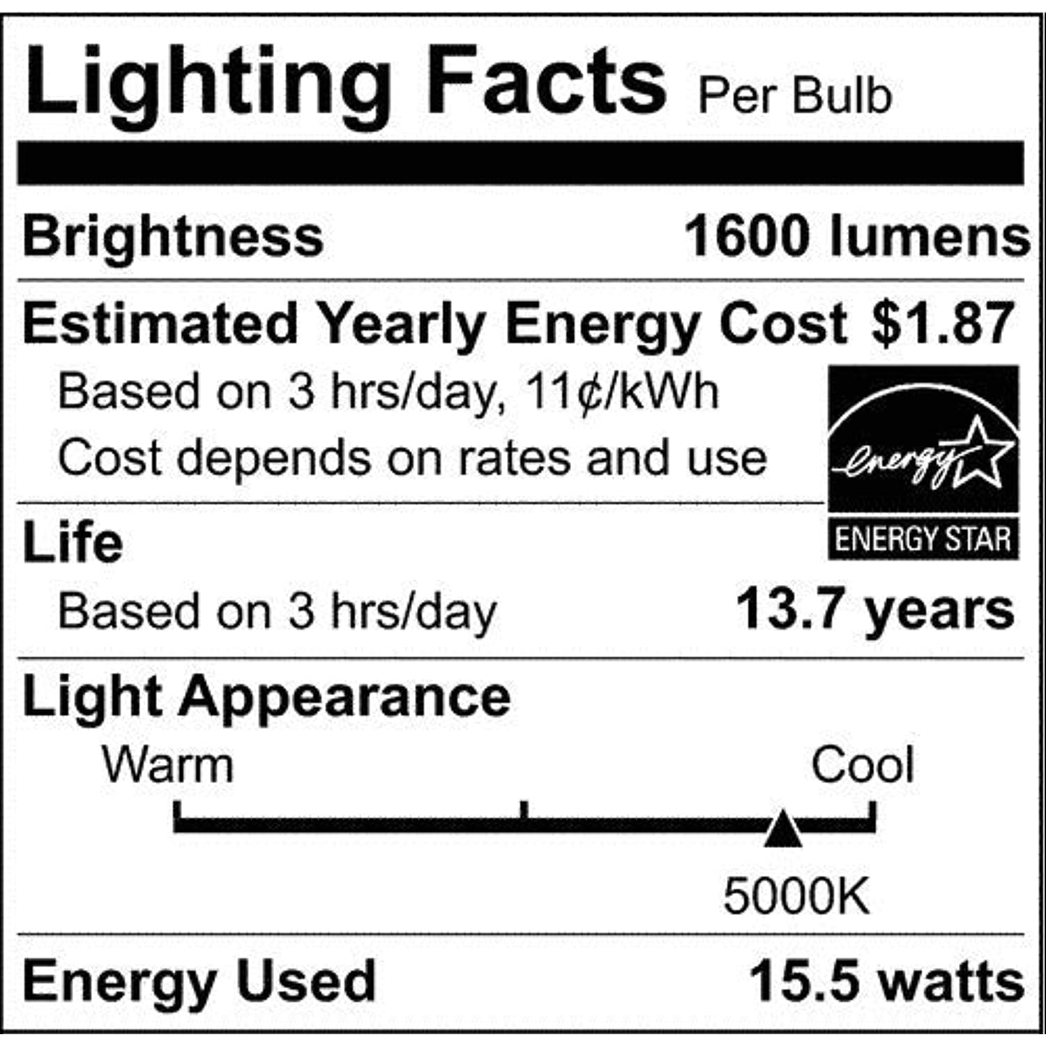 BULB LED 15.5W A19 5K (Pack of 1)