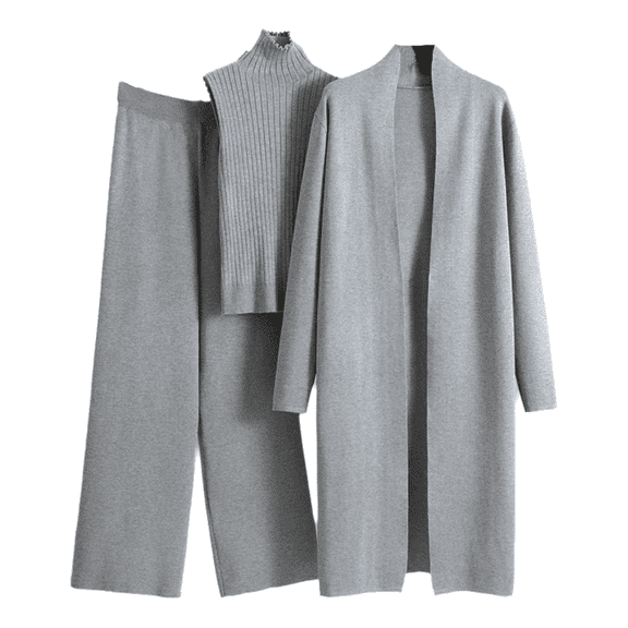 Women's 3 Piece Lounge Sets Sweatsuits Open Front Cardigan Sleeveless Top Wide Legs Pants Outfits