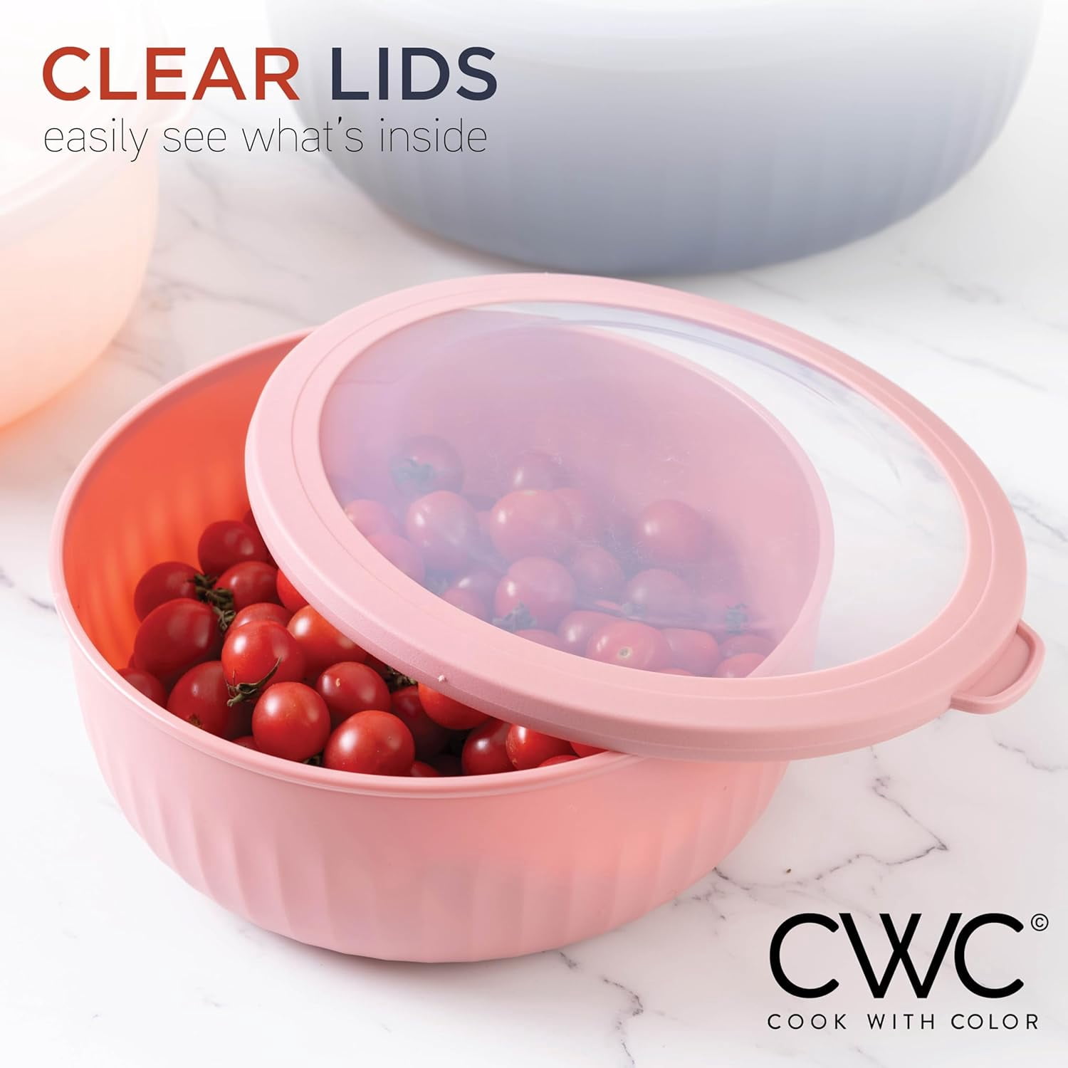 COOK WITH COLOR Meal Prep Containers Wide Mixing Bowls Food Storage Containers with Lids, Navy 12 Pcs