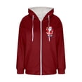 thumbnail image 4 of Cutuoiiu Women's Christmas Printed Long Sleeve Fleece Sherpa Lined Zipper Warm Fuzzy Hooded Jacket Gifts, 4 of 4