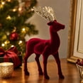 thumbnail image 4 of Cififendec Christmas Flocked Reindeer Tabletop Figurine, 8.7" x 5.3", Glitter Antler Decor Statue for Mantel Display, 4 of 6