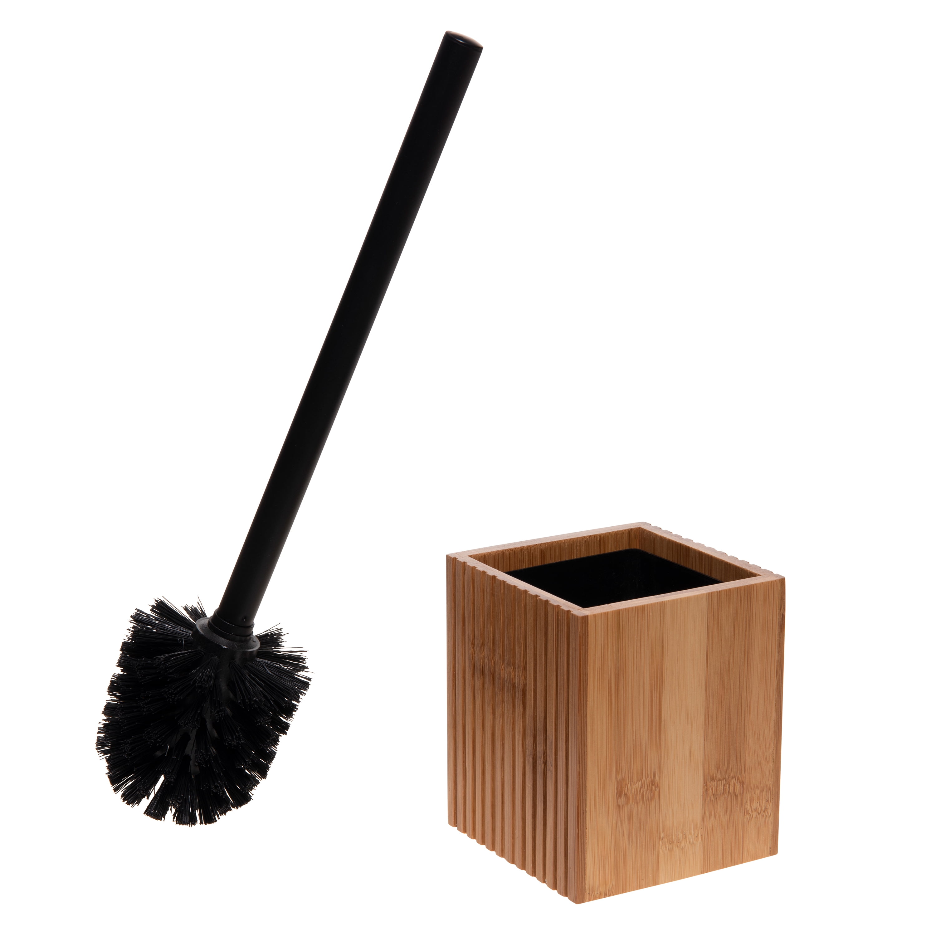Bath Bliss Adult Bamboo Square Oslo Brush and Toilet Paper Holder 2 piece Set