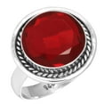 thumbnail image 1 of 925 Sterling Silver Ring For Women - Girls Red Ruby Simulated Gemstone Silver Ring Size 8.5 July Birthstone Hand Made Silver Ring Size 8.5 Halloween Gift For Mother Gemstone 925 Silver Jewelry, 1 of 5