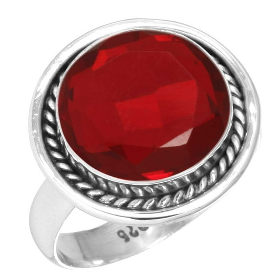 925 Sterling Silver Ring For Women - Girls Red Ruby Simulated Gemstone Silver Ring Size 8.5 July Birthstone Hand Made Silver Ring Size 8.5 Halloween Gift For Mother Gemstone 925 Silver Jewelry
