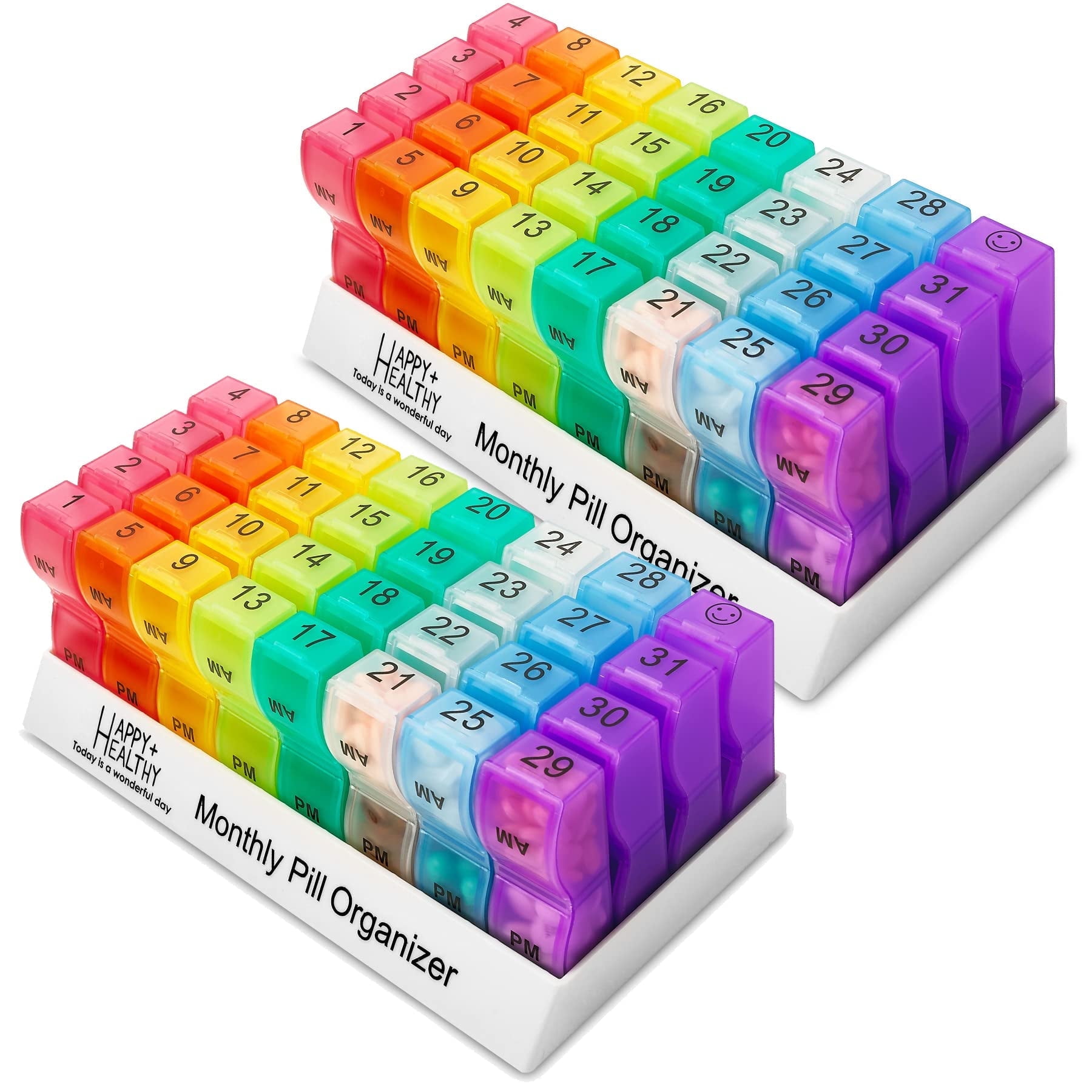 MEDca Monthly Pill Organizer (Pack of 2) AM/PM, 32-Day Daily Organizer