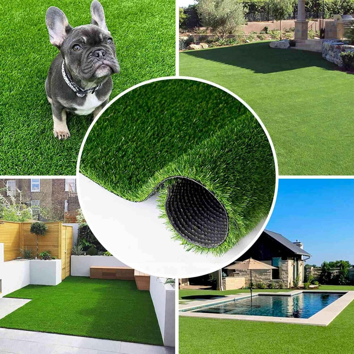 Artificial Turf Grass Mat Premium Ultra-Realistic Soft Fake Grass with Drainage Holes for Garden Patio Balcony DIY Decor