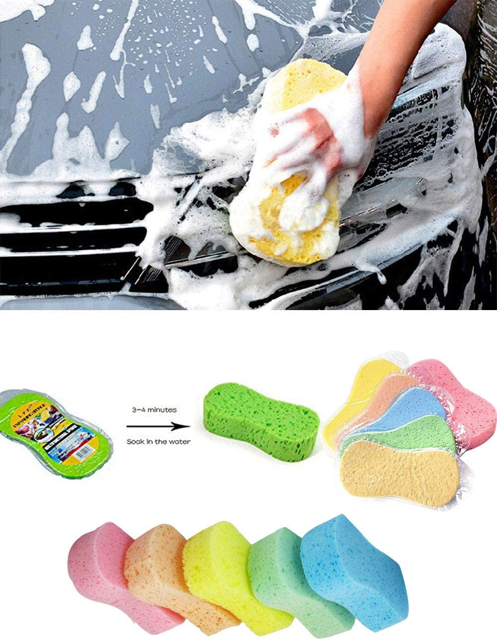 20 Pack Car Wash Sponges Set Cleaning Polishing High Foam Wear-Resistant Clean Tools, Large Sponges - Car Cleaning Supplies - Multi-Use Sponge for Vehicle Kitchen Cleaning Dishes Washing