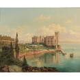 thumbnail image 2 of Hubert Sattler 14x12 Black Ornate Wood Framed Double Matted Museum Art Print Titled: View of Miramare Castle Near Trieste, 2 of 5