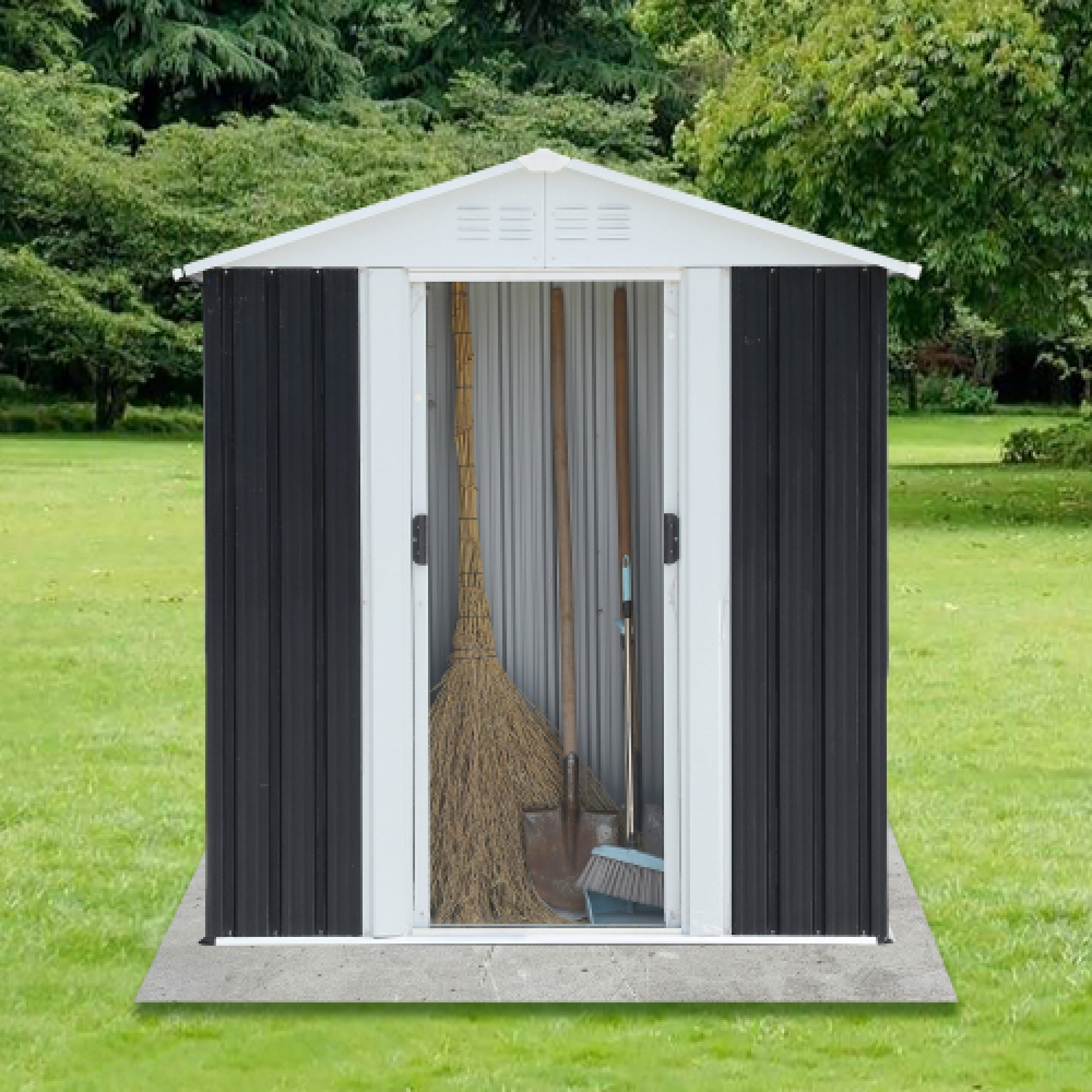 Leumius 5x3 FT Outdoor Storage Shed with Aluminum Alloy Frame with Base for Backyard, Patio, Lawn Dark Grey