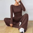 thumbnail image 5 of Yokua Two-piece women's long-sleeved travel suit, comfortable home wear, loose pants, casual sports suit, 5 of 7